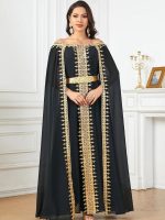 Caftan luxe noir élégant et raffiné pour occasions spéciales
