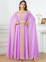 Caftan luxe "Rose Orchidée" en tissu élégant et raffiné