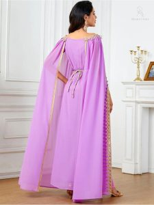 Caftan luxueux "Rose Orchidée" alliant confort et style