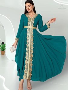 Caftan mariage Azur Majestueux en tissu élégant