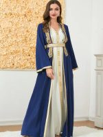 Caftan mariage Bleu Majesté en tissu élégant