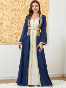 Design chic du caftan mariage Bleu Majesté