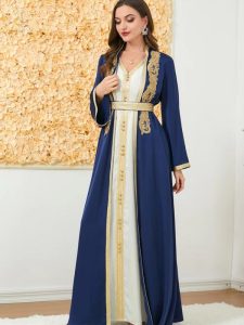 Caftan mariage avec nuances de bleu profond