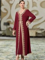 Modèle de caftan mariage en grenat somptueux