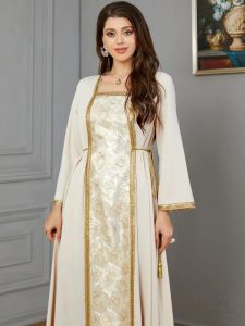 Caftan Ivoire pour une cérémonie nuptiale chic