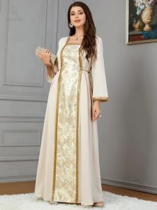 Caftan de luxe pour les mariages, couleur ivoire