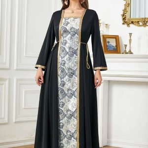Caftan noir pour cérémonie de mariage chic