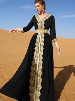 Caftan mariage Noir Sahara élégant et raffiné