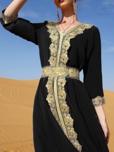 Style intemporel du caftan mariage Noir Sahara