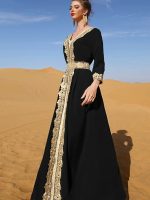 Caftan mariage noir avec des détails sophistiqués