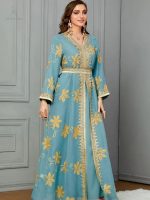 Caftan bleu azur pour une cérémonie nuptiale