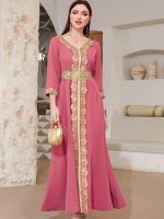 Caftan décoré, idéal pour les cérémonies nuptiales