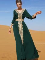 Caftan mariage vert émeraude élégant et raffiné