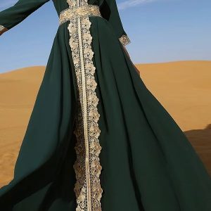 Caftan vert émeraude pour cérémonie nuptiale