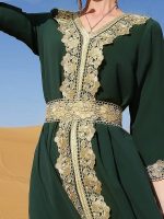 Robe de mariage caftan en vert émeraude