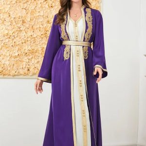 Caftan mariage Violet Amira élégant et sophistiqué