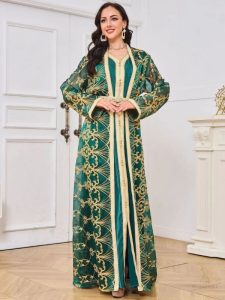 Caftan Émeraude, style marocain traditionnel