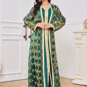 Caftan Émeraude, style marocain traditionnel