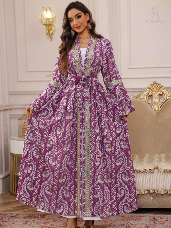 Caftan marocain Figuier Royal en tissu élégant