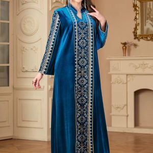 Caftan mariage bleu impérial élégant