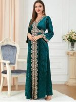 Caftan mariage traditionnel marocain en émeraude