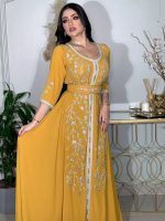 Caftan marocain "Fleur du Golfe" pour mariage élégant