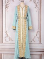 Caftan marocain perle d'azur pour mariage