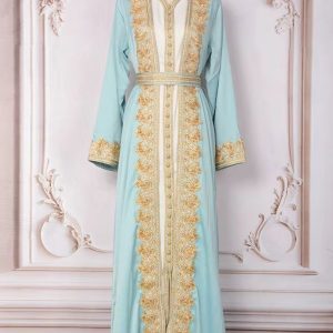 Caftan marocain perle d'azur pour mariage