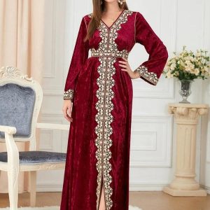 Caftan marocain Rubis Impérial pour mariage
