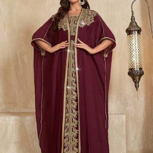 Caftan marocain bordeaux pour mariage