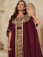 Caftan mariage bordeaux élégant et raffiné