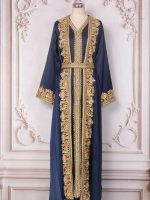 Caftan moderne bleu royal pour femme