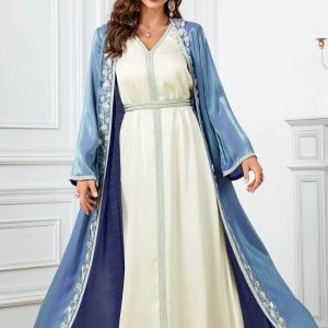 Caftan marocain Samira en tissu léger et coloré