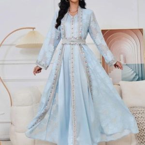 Caftan traditionnel marocain Ciel Azur