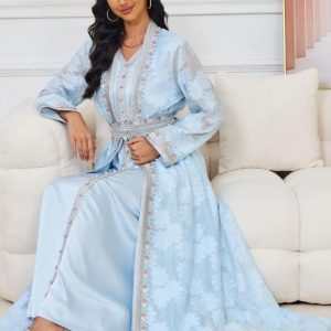 Caftan marocain en teintes azur