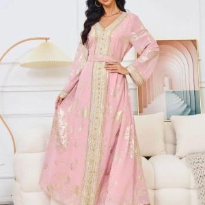 Caftan marocain traditionnel Rose Éclatant
