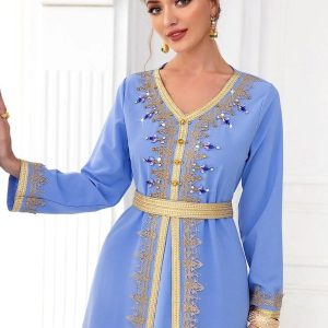 Caftan femme élégant en teintes azur