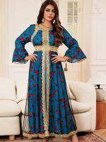 Caftan stylé en bleu, parfait pour toutes occasions