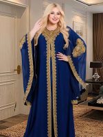 Caftan royal moderne en azur pour femme
