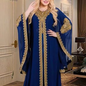 Caftan royal moderne en azur pour femme