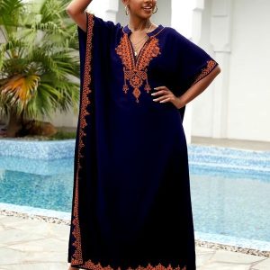 Djellaba femme marocaine bleu marine "Mariam