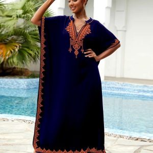 Djellaba bleu marine élégante pour femme
