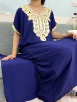 Vêtement traditionnel féminin en coton, couleur bleue