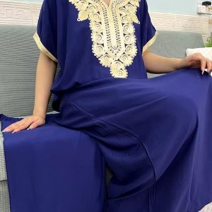 Vêtement traditionnel féminin en coton, couleur bleue
