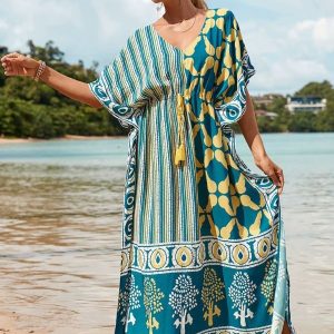 Djellaba des Jardins de Safran et Turquoise
