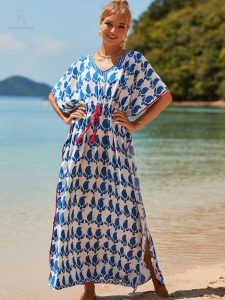 Vêtement traditionnel andalou en teintes de bleu