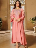 Djellaba rose corail, élégante et moderne