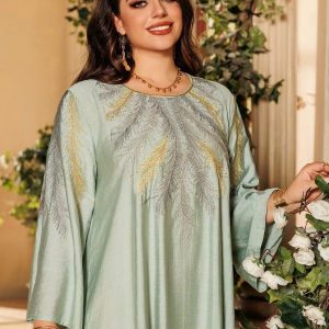 Djellaba Dubai avec accents dorés, style raffiné