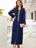 Djellaba femme moderne en bleu abyssal