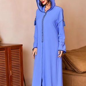 Djellaba femme moderne en bleu cobalt